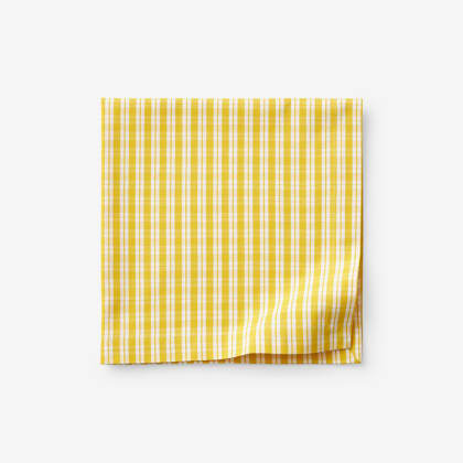 Gingham & Stripe Cotton Napkin, Set of 4 - Yellow Gingham