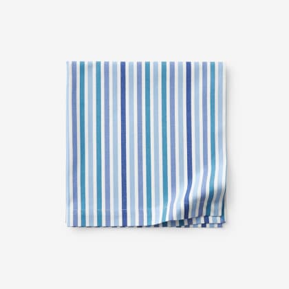 Gingham & Stripe Cotton Napkin, Set of 4 - Blue Stripe
