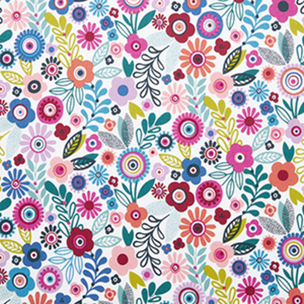 Joyful Mini Flower Classic Cool Organic Cotton Percale Bed Sheet Set - White Multi, Twin,White Multi