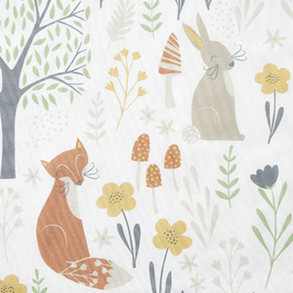 Forest Animals Classic Cool Organic Cotton Percale Duvet Cover Set - Ivory Multi, Twin/Twin XL,Ivory Multi