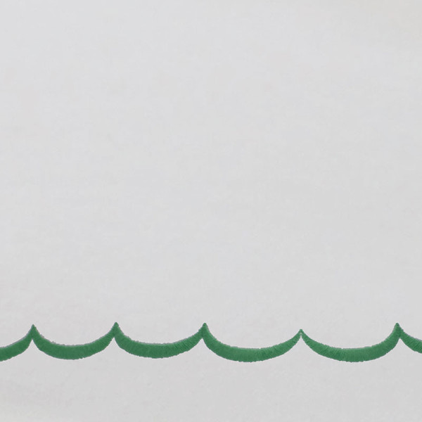 Scallop Embroidered Premium Cool Egyptian Percale Bed Sheet Set - Green, Twin,Green