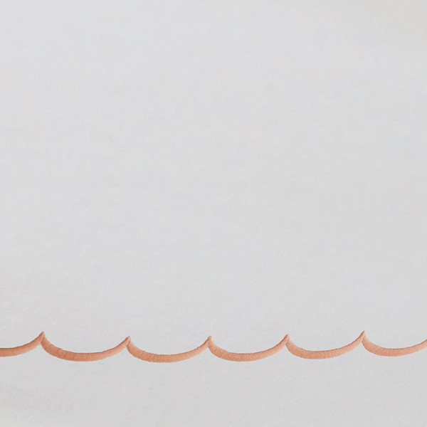 Scallop Embroidered Premium Cool Egyptian Percale Bed Sheet Set - Melon, Twin,Melon