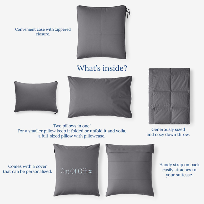 Premium Travel Pillow Throw Set - Pewter,Pewter