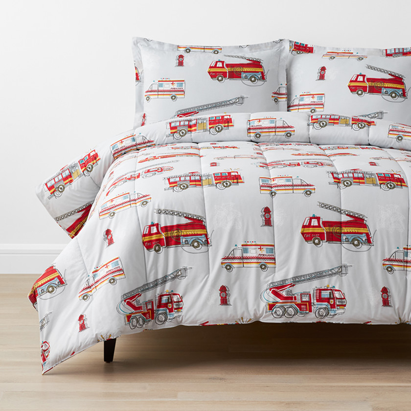 Firetrucks Classic Cool Organic Cotton Percale Comforter Set