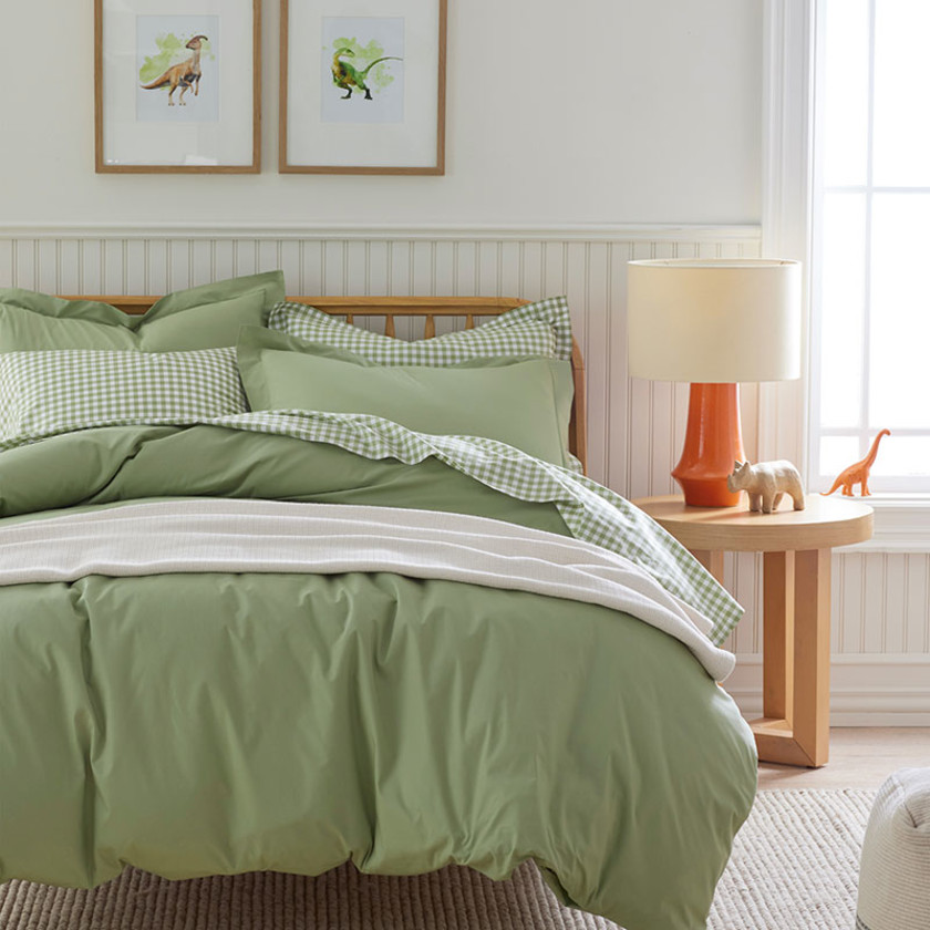 Classic Cool Organic Cotton Percale Solid Bed Sheet Set - Moss Green, Twin,Moss Green