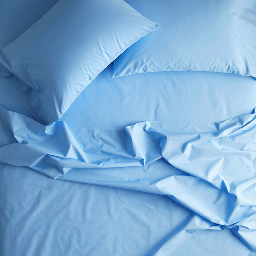 Classic Cool Organic Cotton Percale Solid Bed Sheet Set - Ocean Blue, Twin XL,Ocean Blue
