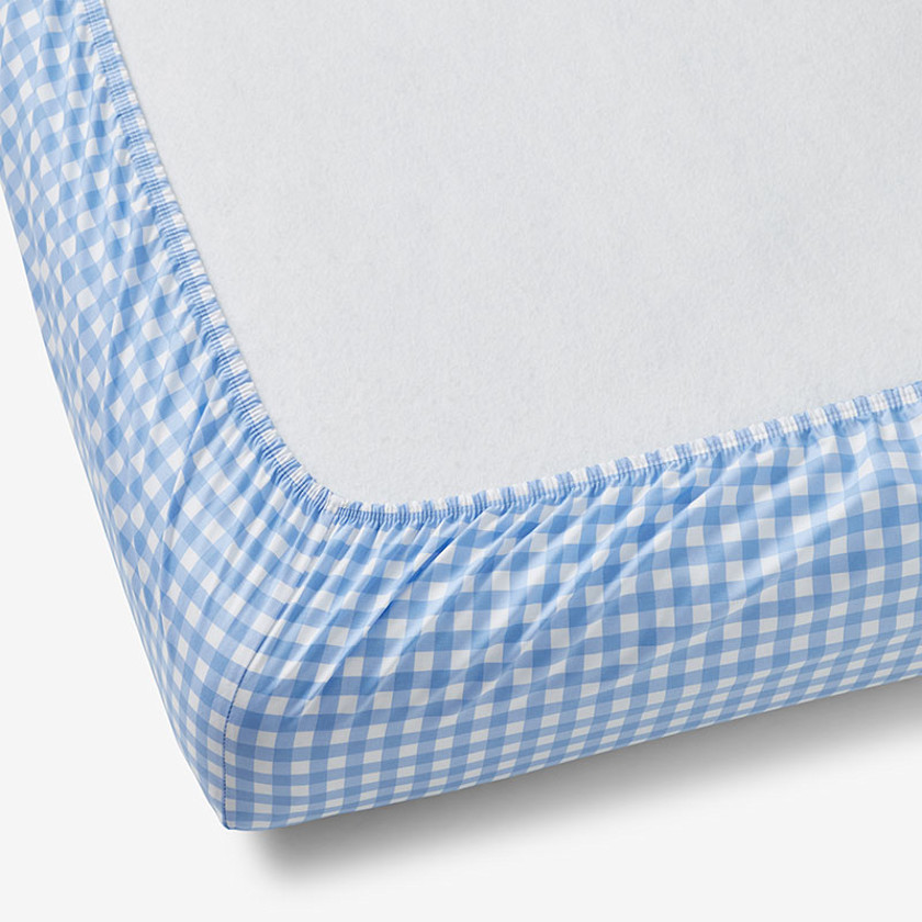 Gingham Classic Cool Organic Cotton Percale Crib Sheet,Light Blue
