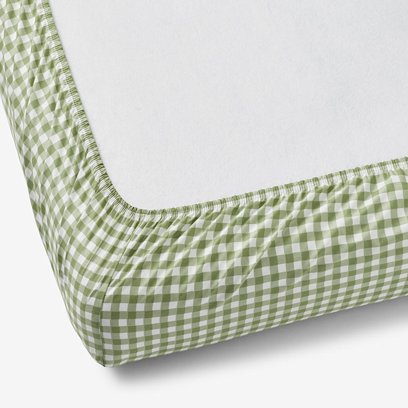 Gingham Classic Cool Organic Cotton Percale Crib Sheet,Moss
