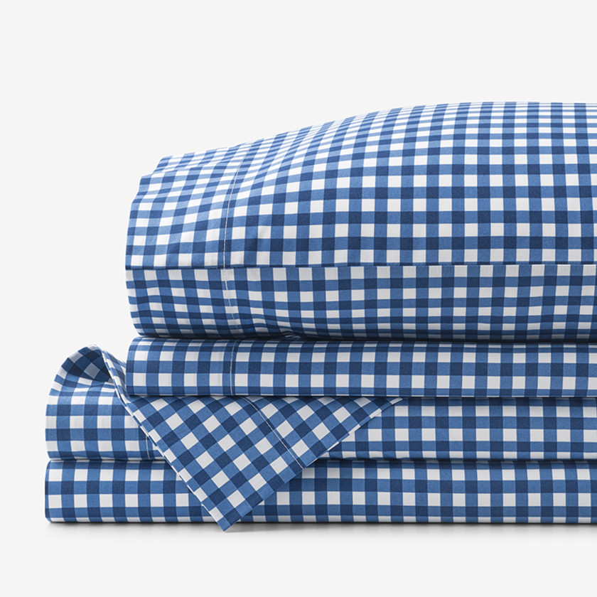 Gingham Classic Cool Organic Cotton Percale Bed Sheet Set