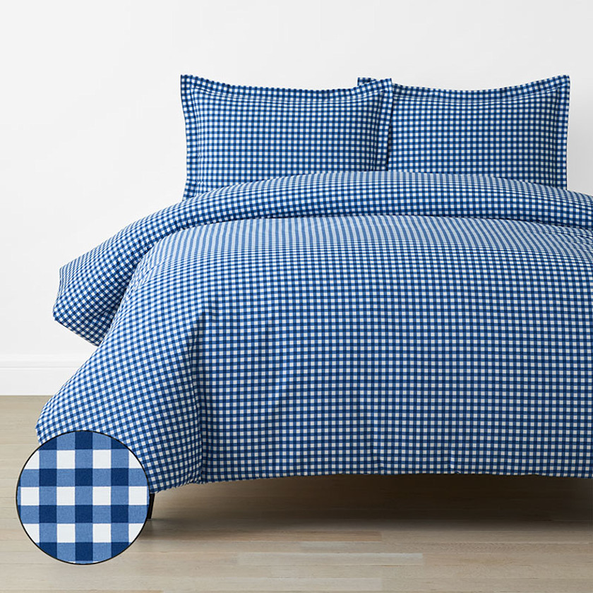 Gingham Classic Cool Organic Cotton Percale Duvet Cover Set
