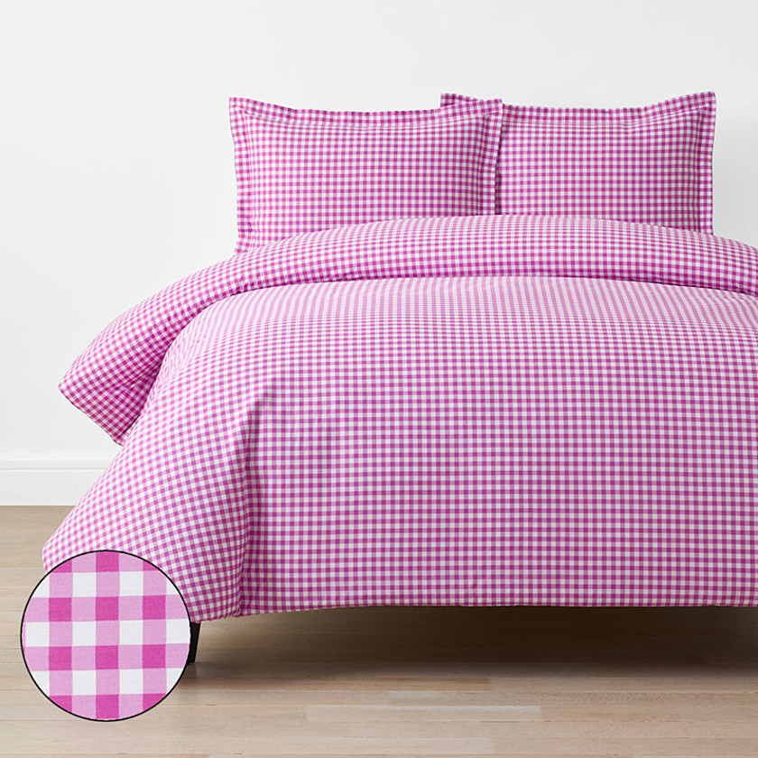 Gingham Classic Cool Organic Cotton Percale Duvet Cover Set
