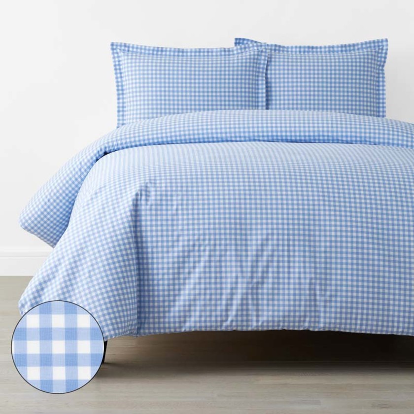 Gingham Classic Cool Organic Cotton Percale Duvet Cover Set