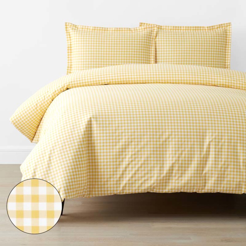 Gingham Classic Cool Organic Cotton Percale Duvet Cover Set