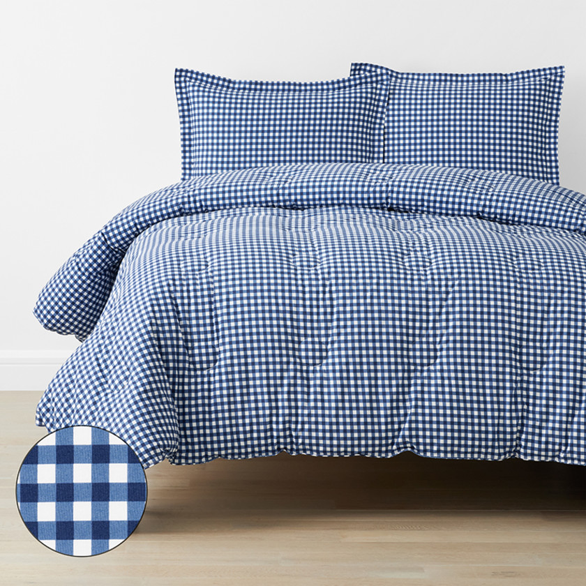 Gingham Classic Cool Organic Cotton Percale Comforter Set