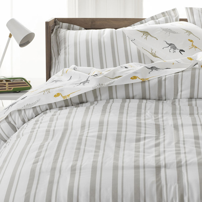 Stripe Classic Cool Organic Cotton Percale Sham - Gray, Standard,Gray
