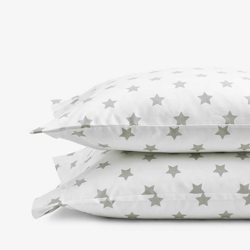 Stars Classic Cool Organic Cotton Percale Bed Sheet Set - Gray, Twin XL,Gray
