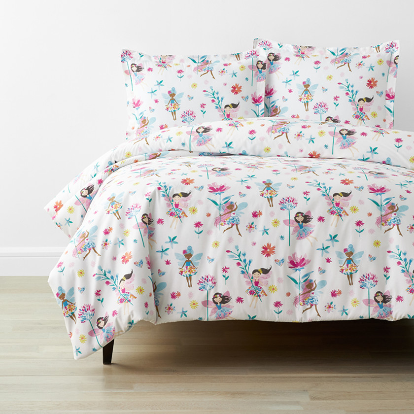 Floral Fairies Classic Cool Organic Cotton Percale Duvet Cover Set