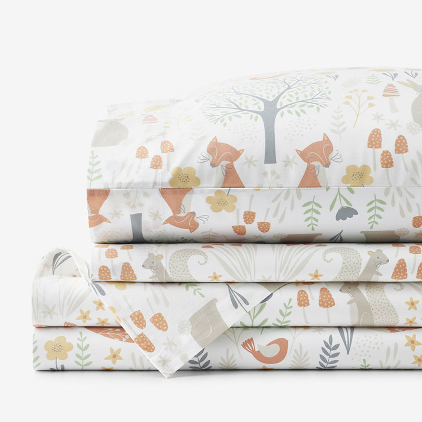 Forest Animals Classic Cool Organic Cotton Percale Bed Sheet Set