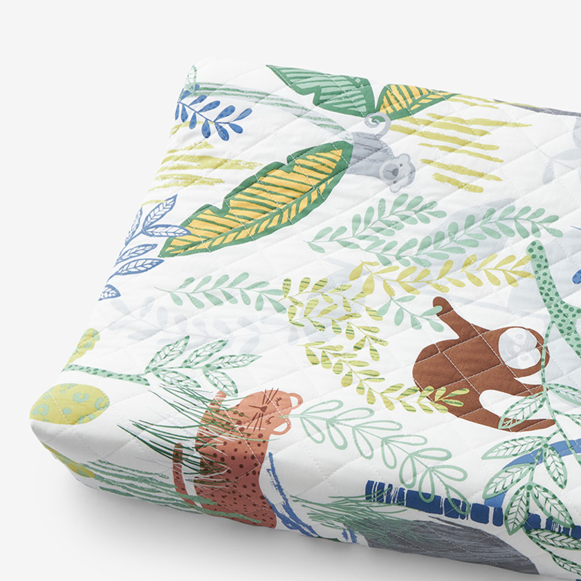 Jungle Classic Cool Organic Cotton Percale Quilted Changing Pad Cover