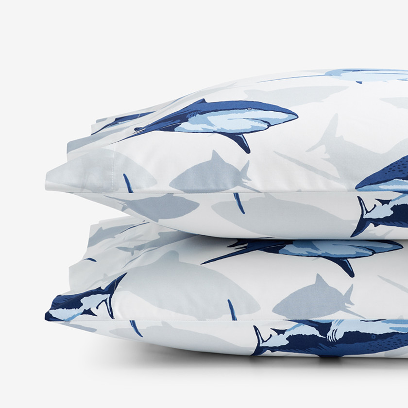 Sharks Classic Cool Organic Cotton Percale Pillowcase Set