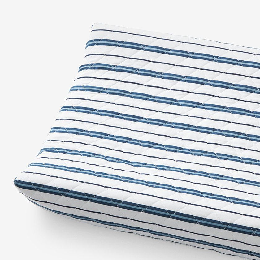 Vertical Stripes Classic Cool Organic Cotton Percale Quilted Changing Pad Cover