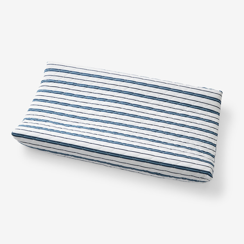 Vertical Stripes Classic Cool Organic Cotton Percale Quilted Changing Pad Cover - Blue,Blue