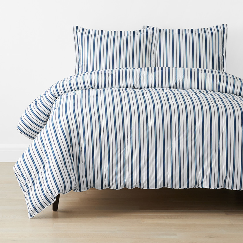 Vertical Stripes Classic Cool Organic Cotton Percale Comforter Set