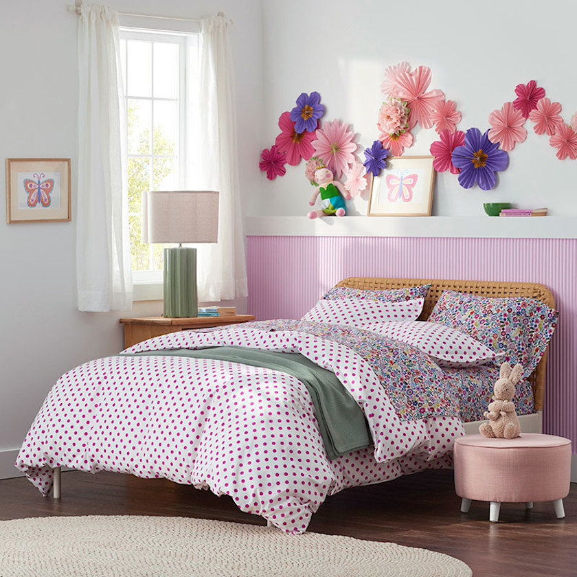 Dot Classic Cool Organic Cotton Percale Duvet Cover Set,Fuchsia