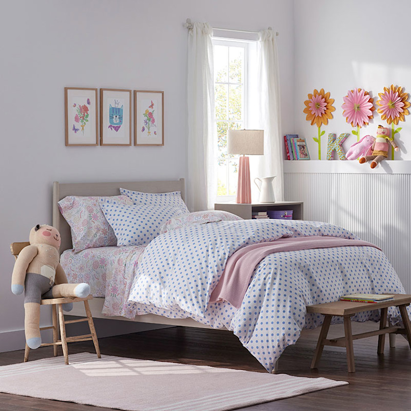 Dot Classic Cool Organic Cotton Percale Duvet Cover Set,Light Blue