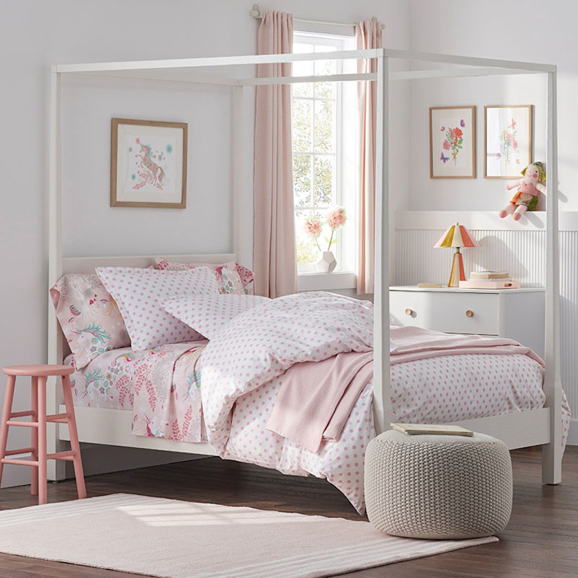 Dot Classic Cool Organic Cotton Percale Duvet Cover Set,Petal Pink