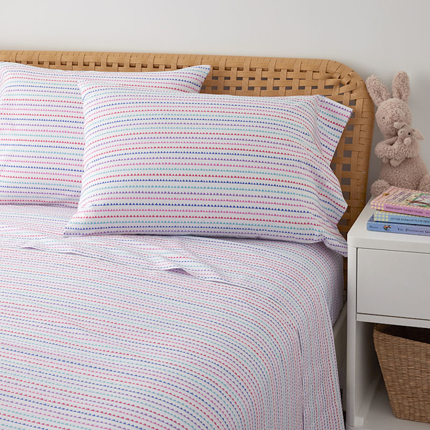 Zig Zag Classic Cool Organic Cotton Percale Bed Sheet Set,Pink