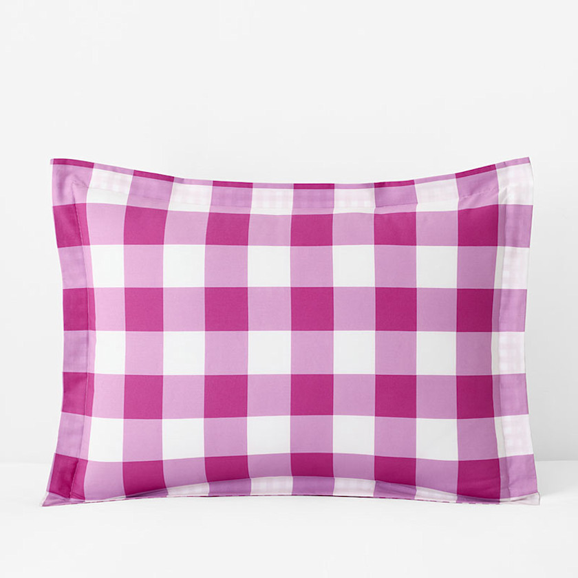 Big Check Classic Cool Organic Cotton Percale Reversible Sham