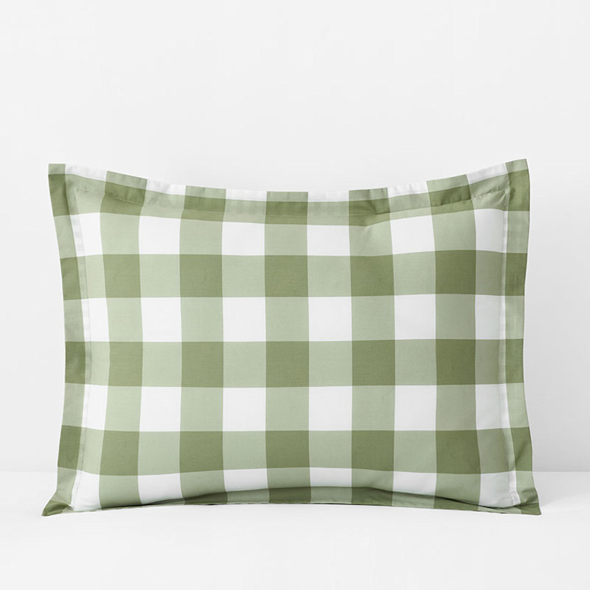 Big Check Classic Cool Organic Cotton Percale Reversible Sham