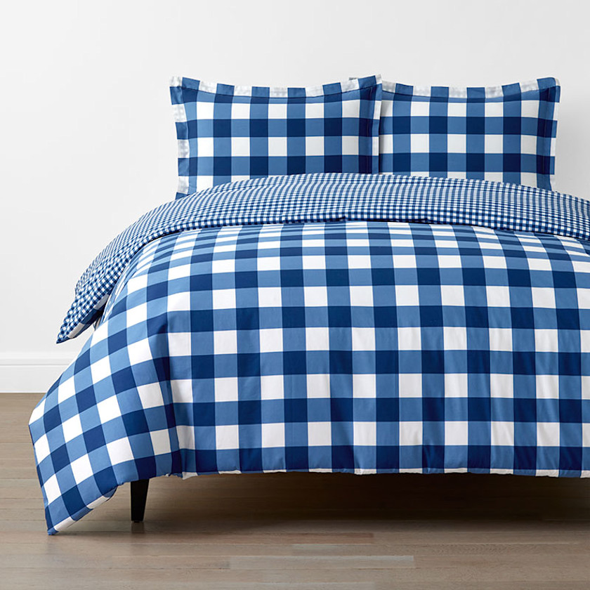 Big Check Classic Cool Organic Cotton Percale Reversible Duvet Cover Set