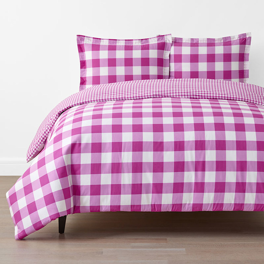 Big Check Classic Cool Organic Cotton Percale Reversible Duvet Cover Set