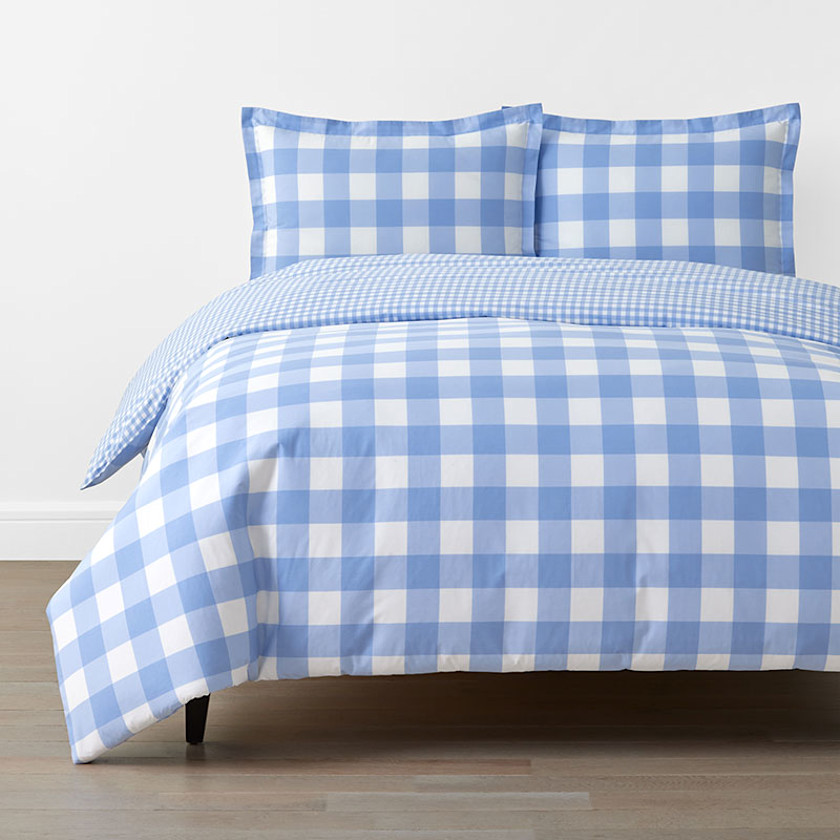 Big Check Classic Cool Organic Cotton Percale Reversible Duvet Cover Set