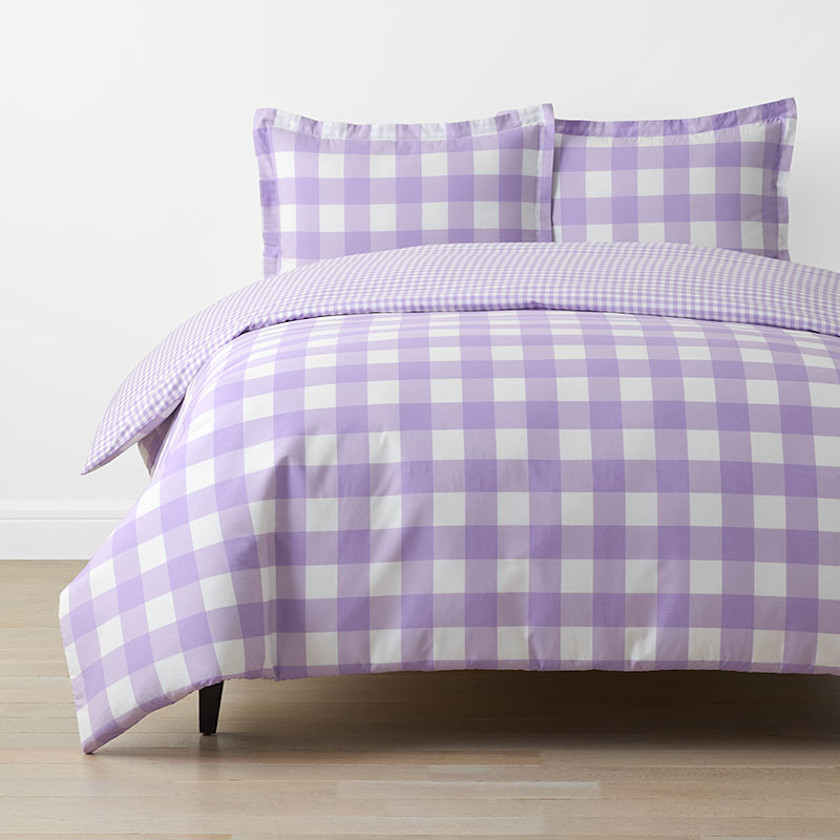 Big Check Classic Cool Organic Cotton Percale Reversible Duvet Cover Set