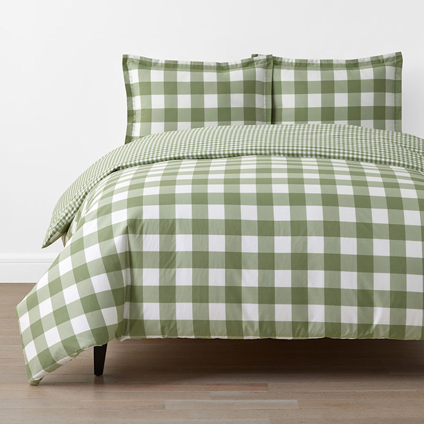 Big Check Classic Cool Organic Cotton Percale Reversible Duvet Cover Set