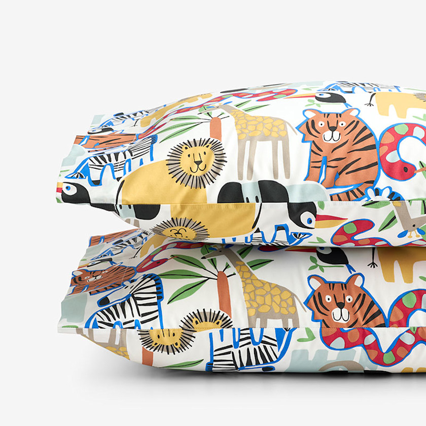 Into the Jungle Classic Cool Organic Cotton Percale Pillowcase Set