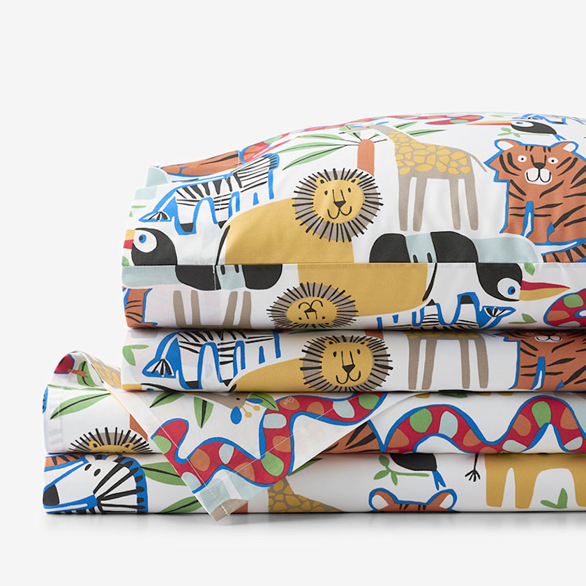 Into the Jungle Classic Cool Organic Cotton Percale Bed Sheet Set