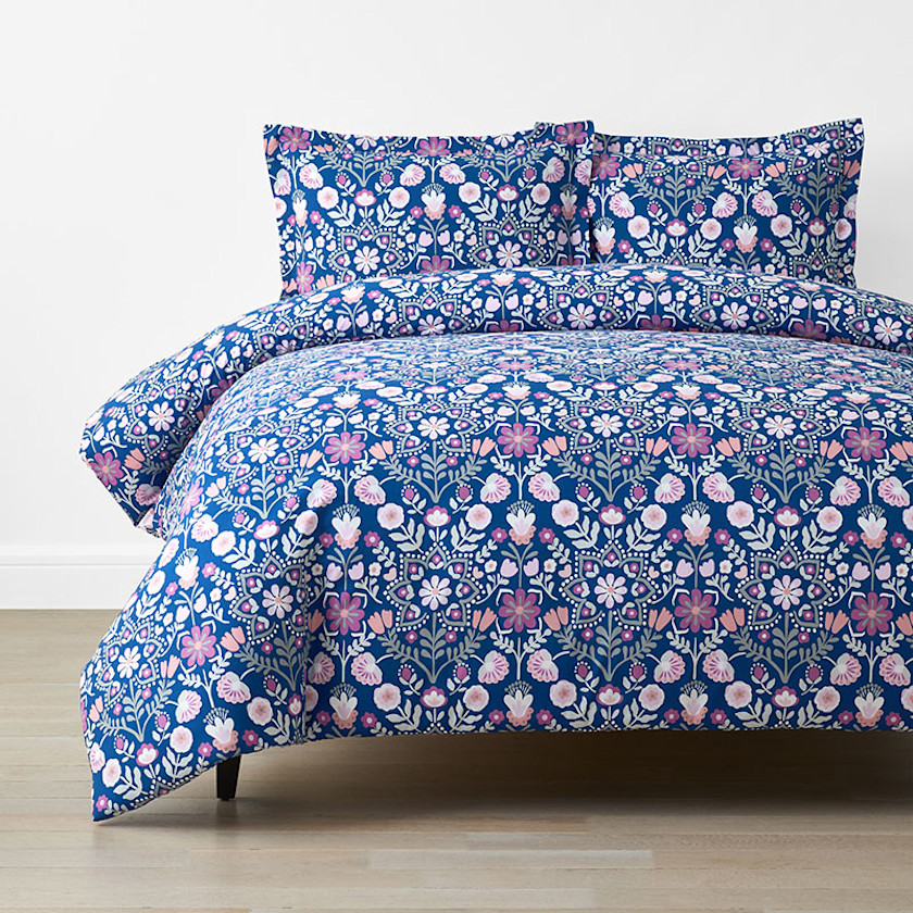 Folk Garden Classic Cool Organic Cotton Percale Duvet Cover Set