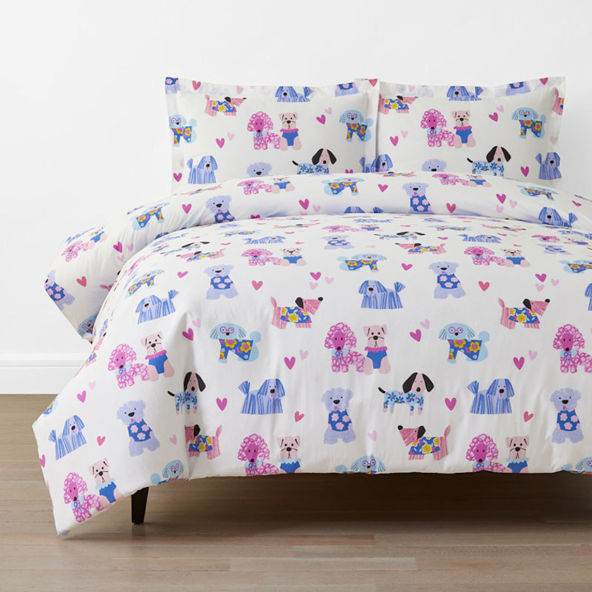 Puppy Love Classic Cool Organic Cotton Percale Duvet Cover Set