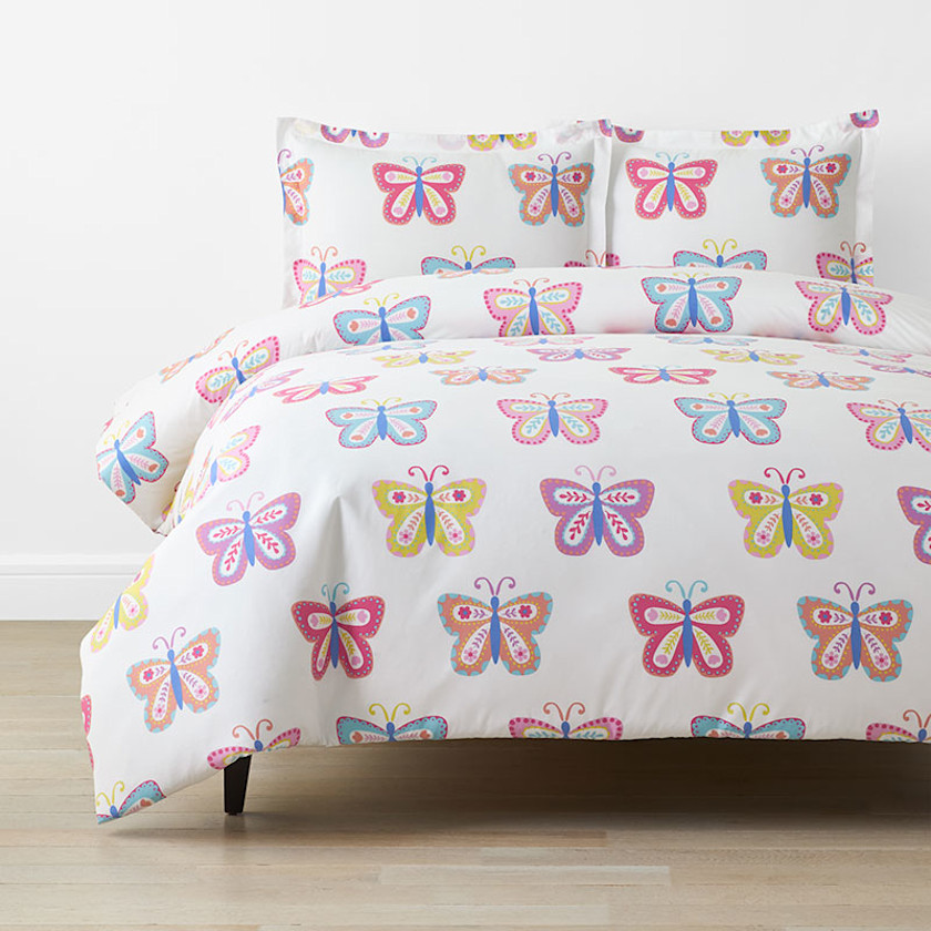 Colorful Butterflies Classic Cool Organic Cotton Percale Duvet Cover Set