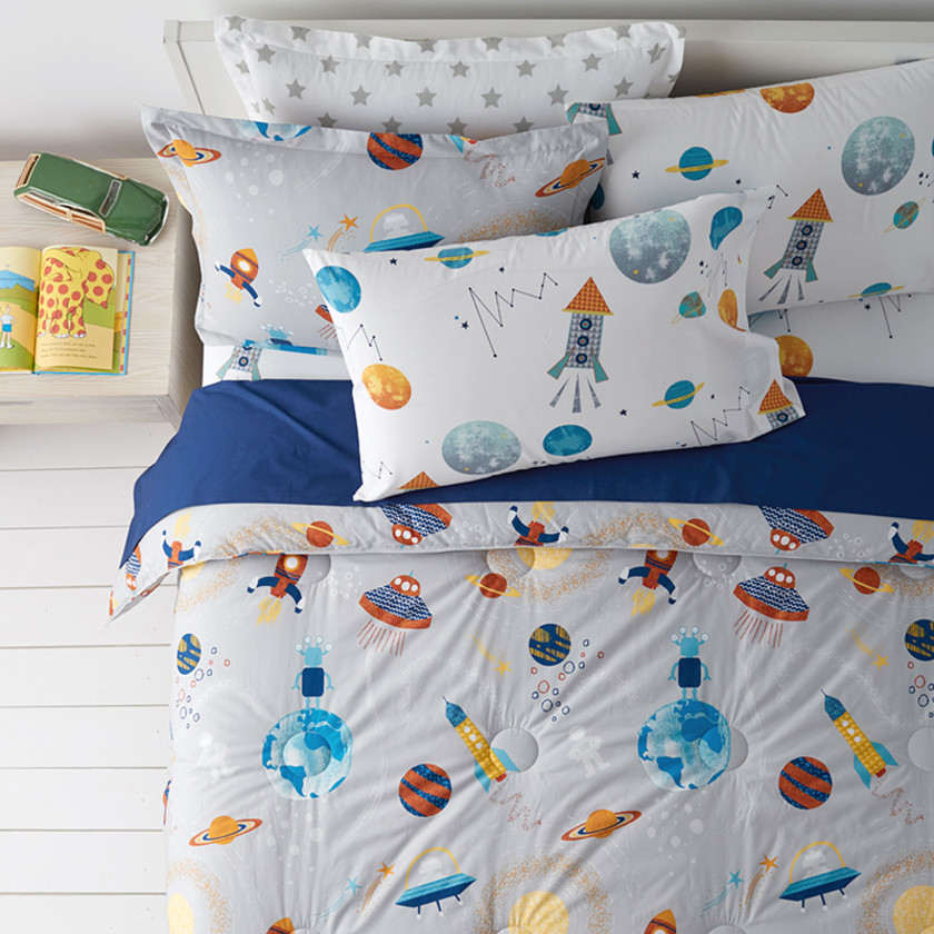 Space Classic Cool Organic Cotton Percale Sham - Gray Multi, Standard,Gray Multi