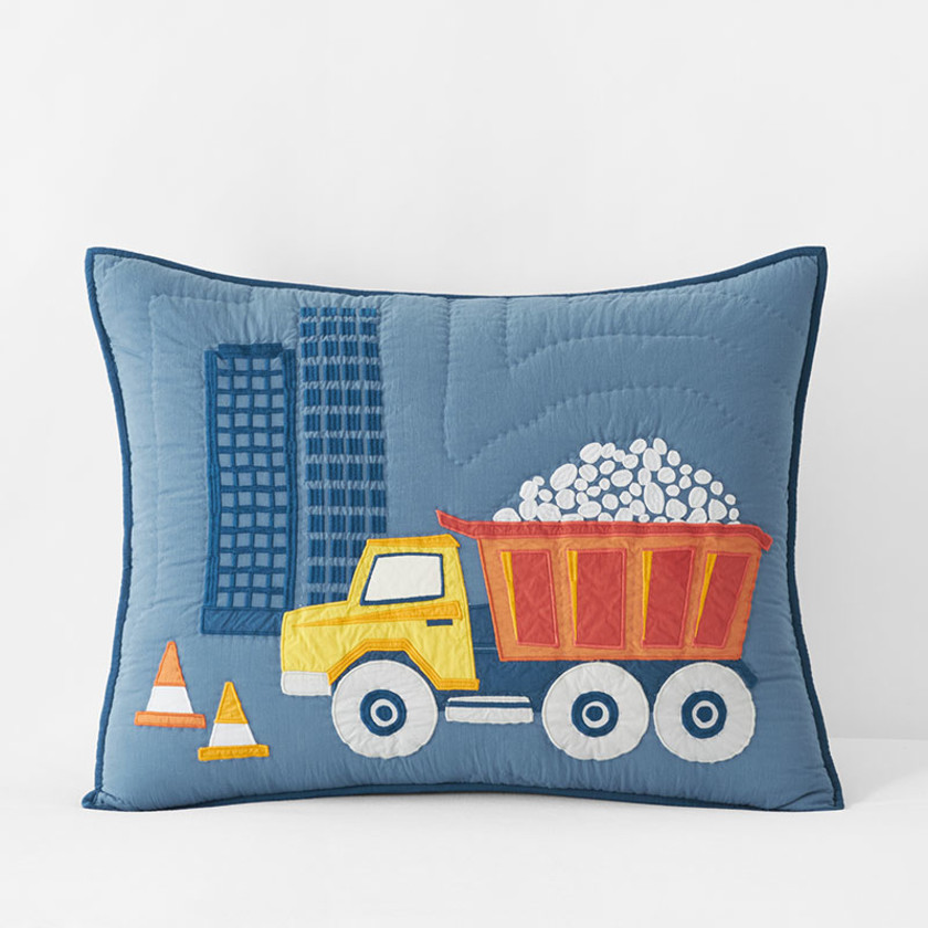 Construction Trucks Quilted Sham