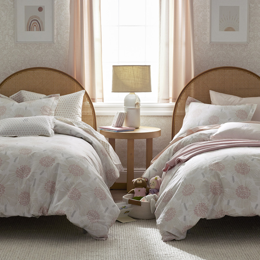 Flower Burst Classic Cool Organic Cotton Percale Comforter Set - Pink, Twin,Flower Burst Pink
