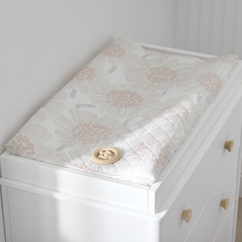 Flower Burst Classic Cool Organic Cotton Percale Quilted Changing Pad Cover - Pink,Flower Burst Pink
