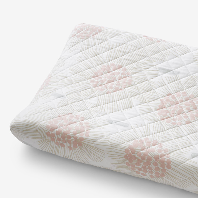 Flower Burst Classic Cool Organic Cotton Percale Quilted Changing Pad Cover