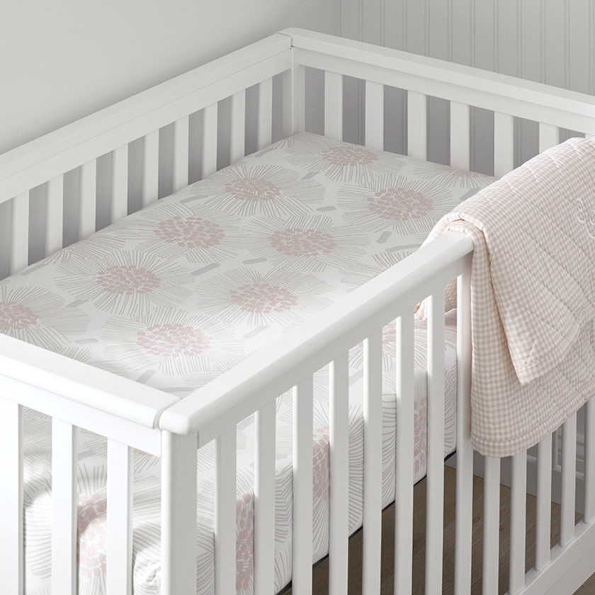 Flower Burst Classic Cool Organic Cotton Percale Fitted Crib Sheet - Pink,Flower Burst Pink