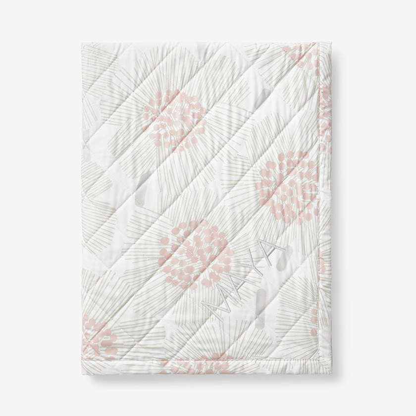 Flower Burst Classic Cool Organic Cotton Percale Quilted Reversible Sherpa Stroller Blanket